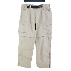 The North Face Mens XL Convertible Nylon Pants Tan Zip-Off Legs Outdoor Hiking